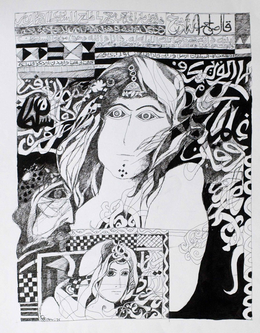 Dia al-Azzawi, Shahrazad, drawing (1985). Printed with the permission of the artist.